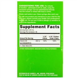 Zarbee's, Витамин D для малышей, 14 мл (0,47 жидк. унции)