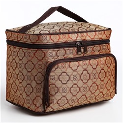 Косметичка на молнии, с зеркалом, с карманом, бежевая