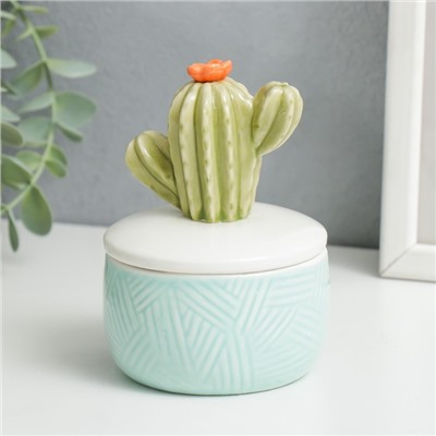Шкатулка для украшений «Кактус», керамика, 11×8×8 см, МИКС