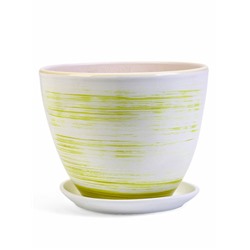 Горшок для цветов «Тропики», 8 л, d=28.5 см, h=22 см, керамика, с поддоном, белый