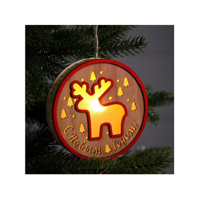 Ёлочная игрушка «Олень», 13.5 см, 1 LED, от батареек, свечение тёплое белое