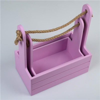 Подарочный ящик Dear, деревянный, ручка - канат, сиреневый, набор 2 шт.