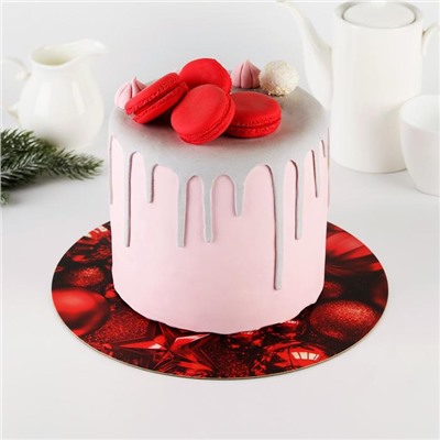 Подложка новогодняя под торт усиленная «С Новым годом», 30 см, 2 мм