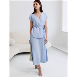 Жилет на запАх с поясом из плотного лиоцелла