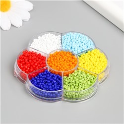 Бисер стекло 12/0 в цветке «Краски» цветной глянец 7 цветов × 8 г 8.2×8.2×2 см