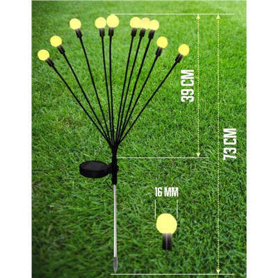Садовый светильник 5 РЕЖИМОВ , 10ЛАМП на солнечной батарее , желтые шарики