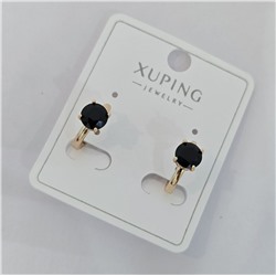 Серьги коллекция "Xuping" покрытие позолота, вставка: фианит, цвет: черный, арт.004.012
