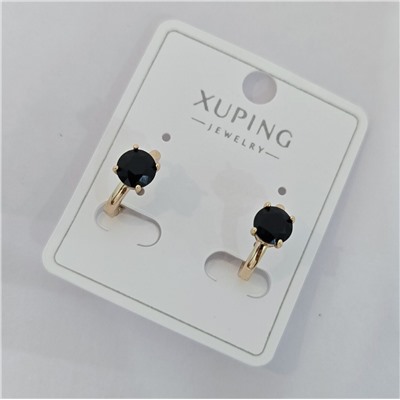 Серьги коллекция "Xuping" покрытие позолота, вставка: фианит, цвет: черный, арт.004.012
