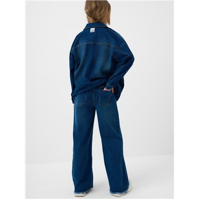 Брюки текстильные джинсовые для девочек