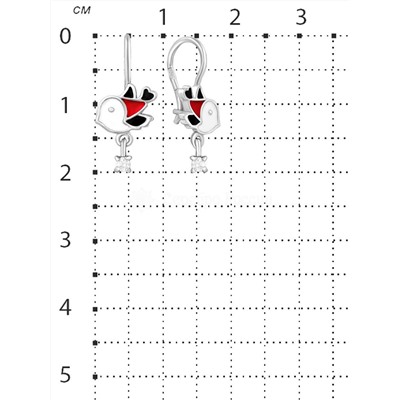 Серьги детские из серебра с эмалью и фианитами родированные - Птички 925 пробы 2113090