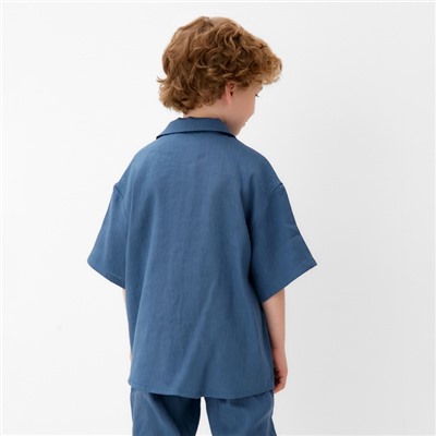 Рубашка для мальчика KAFTAN Linen, размер 32 (110-116 см), синяя