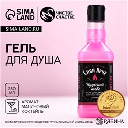 Гель для душа виски Party Lady, 250 мл, аромат малинового коктейля, Чистое счастье