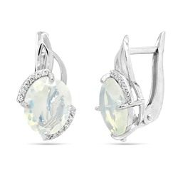 Серьги из серебра лунный камень, СПН4-2-192