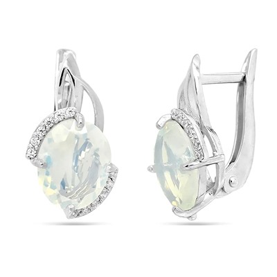 Серьги из серебра лунный камень, СПН4-2-192