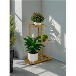 Подставка для цветов Greengo, 3 полки, 43×22×57 см, напольная, металл, цвет золотой