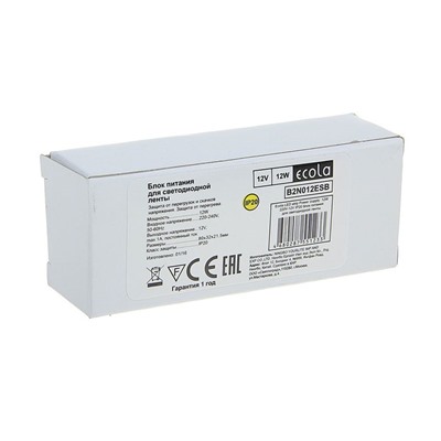 Блок питания Ecola для светодиодной ленты 12 В, 12 Вт, IP20