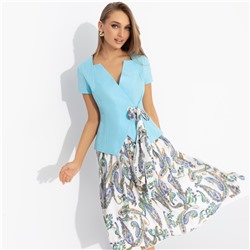 Костюм с юбкой комбинированный, Актуально сегодня (2 в 1, голубой)