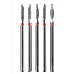 Manita Professional Фреза алмазная пламя тупое для аппаратного маникюра 856.104.244.100.021 ФАПЗ-2,1 10М, красная насечка, ø 2,1 мм, 5 шт. KRISTALLER, 1231196