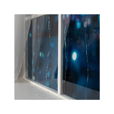 Гирлянда «Занавес» 1.6×1.6 м роса, IP20, серебристая нить, 160 LED, свечение тёплое белое, 8 режимов, 220 В