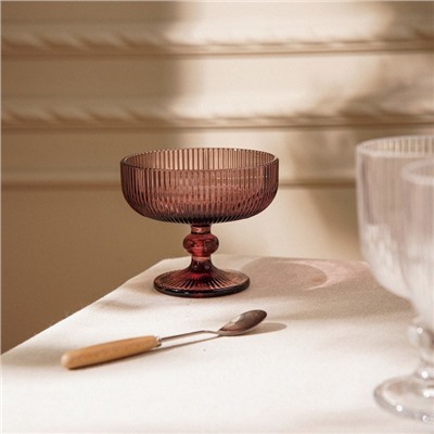 Креманка SL Home «Модерн», 300 мл, 12×10 см, стекло, розовая