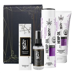 BeOn Подарочный набор для ухода за волосами №9 Восстановление + Сквалан (шампунь, бальзам, масло) / Hemp Oil, 400 мл, 200 мл, 50 мл 21462