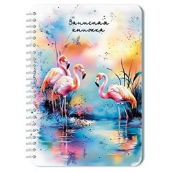 Записная книжка на спирали А5 40л клетка "Розовый фламинго" С0859-87 АппликА