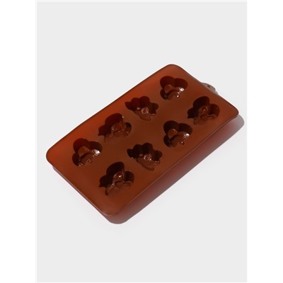 Форма для шоколада Доляна «Насекомые», силикон, 22×11.5×2 см, 8 ячеек, коричневая