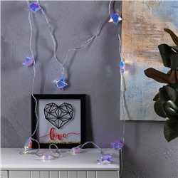 Гирлянда «Нить» 2.5 м с насадками «Звёзды», IP20, прозрачная нить, 10 LED, свечение белое, 220 В