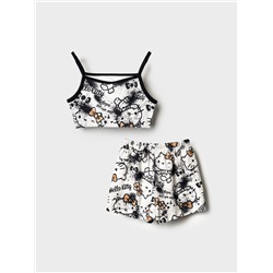 Комплект трикотажный для девочек: топ, шорты