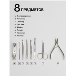 Набор маникюрный «Рептилия», 8 предметов, в футляре, чёрный