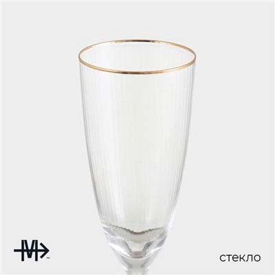 Бокал для шампанского «Орион», 300 мл, 7×27.5 см, стекло, с золотой отводкой, прозрачный