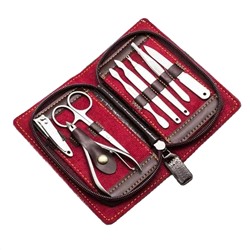 Mertz Маникюрный набор 6038, 8 предметов, лаковая кожа, красный 2889