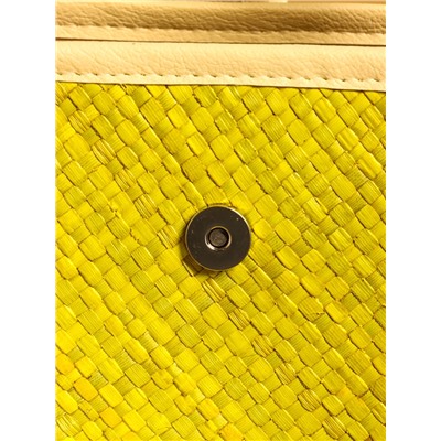 Сумка плетёная на застёжке из пандана, 35×12×40 см, жёлтая