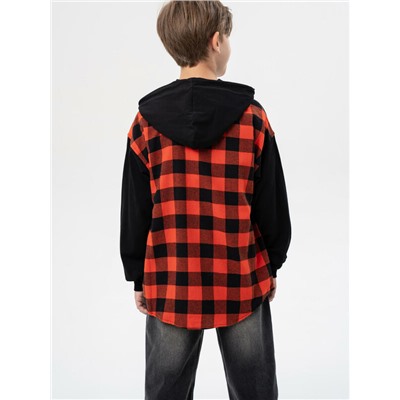 Рубашка текстильная с рукавами и капюшоном из трикотажа для мальчиков