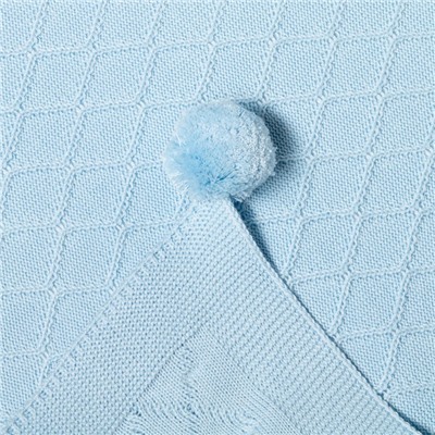 Вязаный плед Крошка Я Рисунок ромб, 90×90 см, цвет голубой