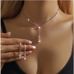 Комплект бижутерии вечерний: Колье, Серьги и Браслет. "Капельки"