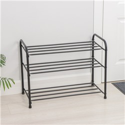 Подставка для обуви, 3 яруса, 65×32×48.5 см, чёрная