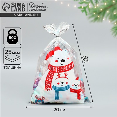 Пакет подарочный новогодний пластиковый «Тепла и уюта», 20×30 см