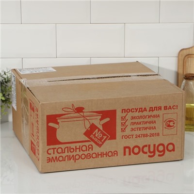 Чайник, 2 л, эмалированная сталь, деколь МИКС, белый