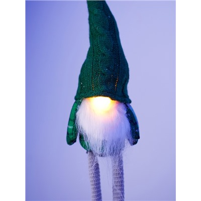 Фигура текстиль «Гном в зелёном» 42 см, 1 LED, от батареек AG10×3, свечение тёплое белое