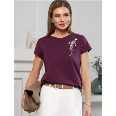 Нарядная футболка с блестящим принтом пайетками