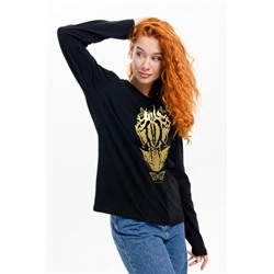 8544 Футболка с длинным рукавом женская (фольга) (Черный_инстинкт)