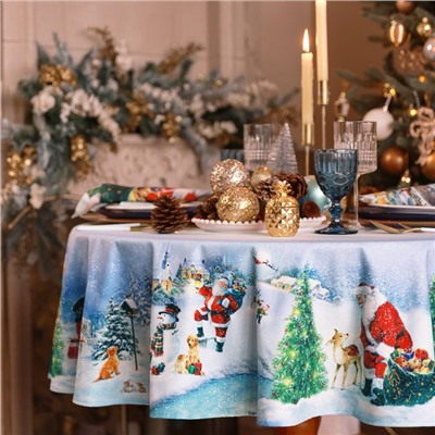 УЦЕНКА Скатерть Этель "Рождественский вечер" d=220 см, 100% хл, саржа 190 г/м2