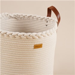 Корзина для белья плетеная круглая SL Home Cotton, хлопок, 35×40 см