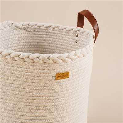 Корзина для белья плетеная круглая SL Home Cotton, хлопок, 35×40 см
