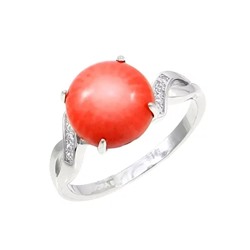 Кольцо из серебра коралл, МЦВ57