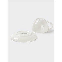 Чайная пара Доляна «Цветы», 2 предмета: чашка, 250 мл, блюдце d=15 см, фарфор, белая