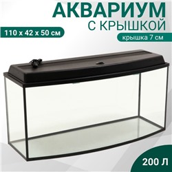 Аквариум «Телевизор» с крышкой, 200 литров, 110×42×50/57 см, чёрный