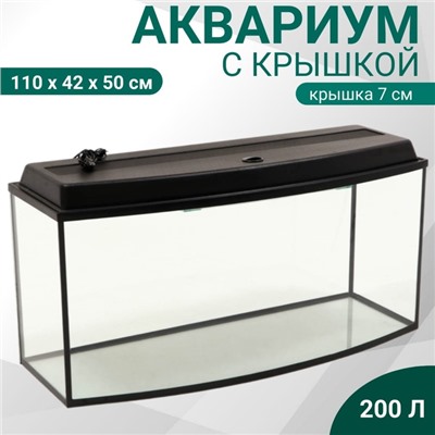 Аквариум «Телевизор» с крышкой, 200 литров, 110×42×50/57 см, чёрный