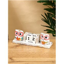 Календарь настольный «Совушки», 19×6×6 см, дерево, белый